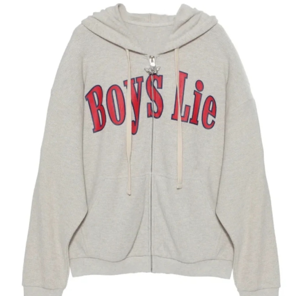BOYS LIE ALL STAR THERMAL HARLEY ZIP UP HOODIE IN ASH GREY